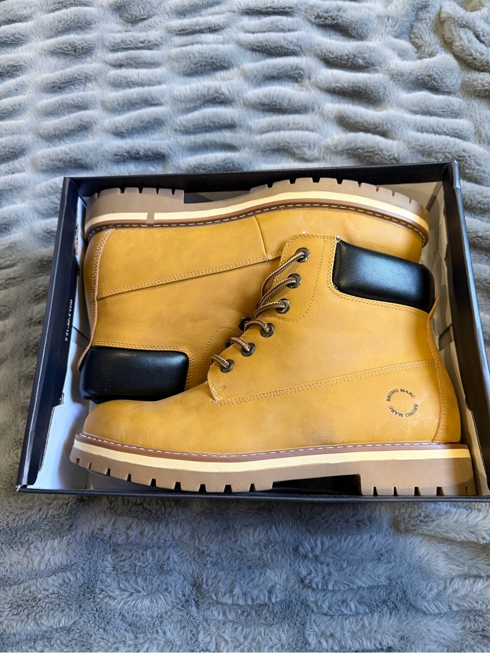 Men's Wheat Lace-Up Work Boots with Black Collar